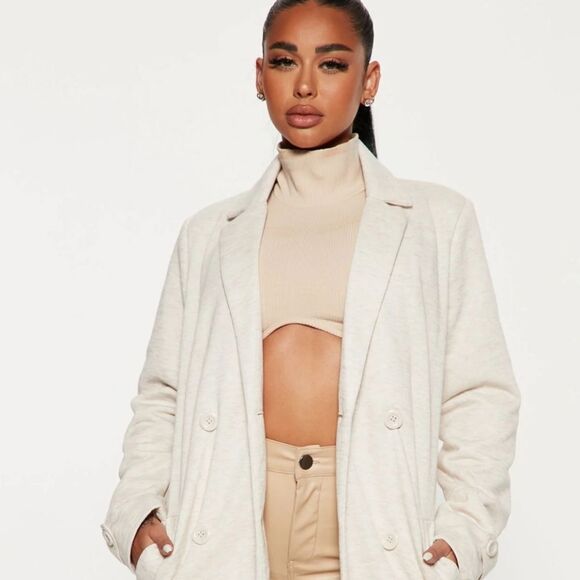 Fashion Nova All Business Baby Coat Double Breasted Button Size 1x - Picture 11 of 11